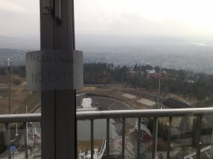 Handwritten No Exit sign